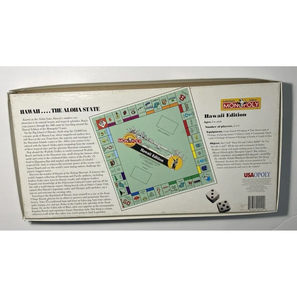 Monopoly Hawaii Edition Complete Hasbro 1996 USAOPOLY Official FLAW